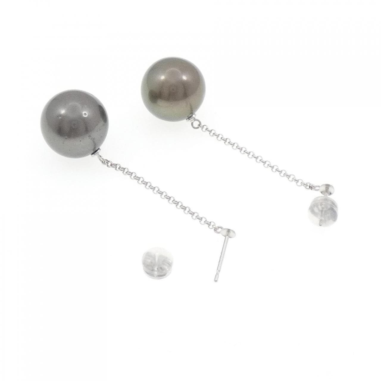 K18WG 黒蝶パール ピアス 13.5mm