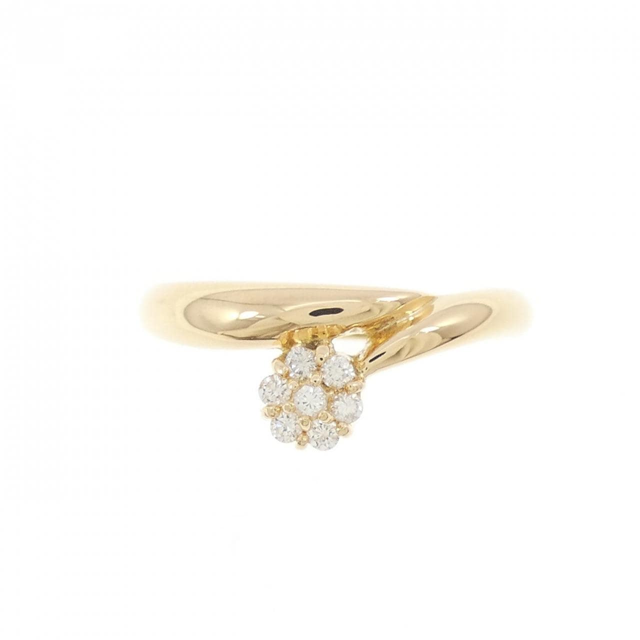 K18YG フラワー ダイヤモンド リング 0.09CT