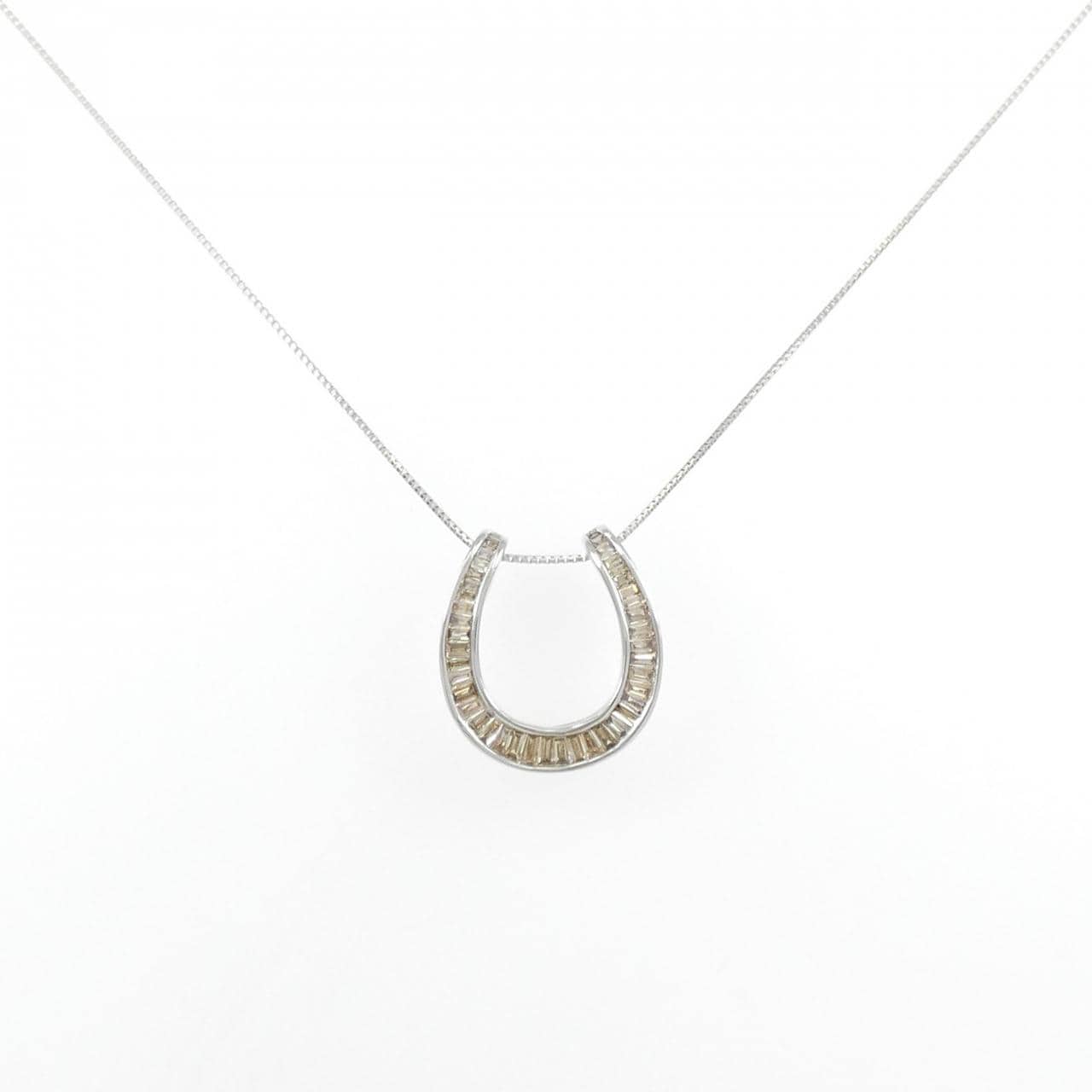 K18WG ホースシュー ダイヤモンド ネックレス 0.38CT