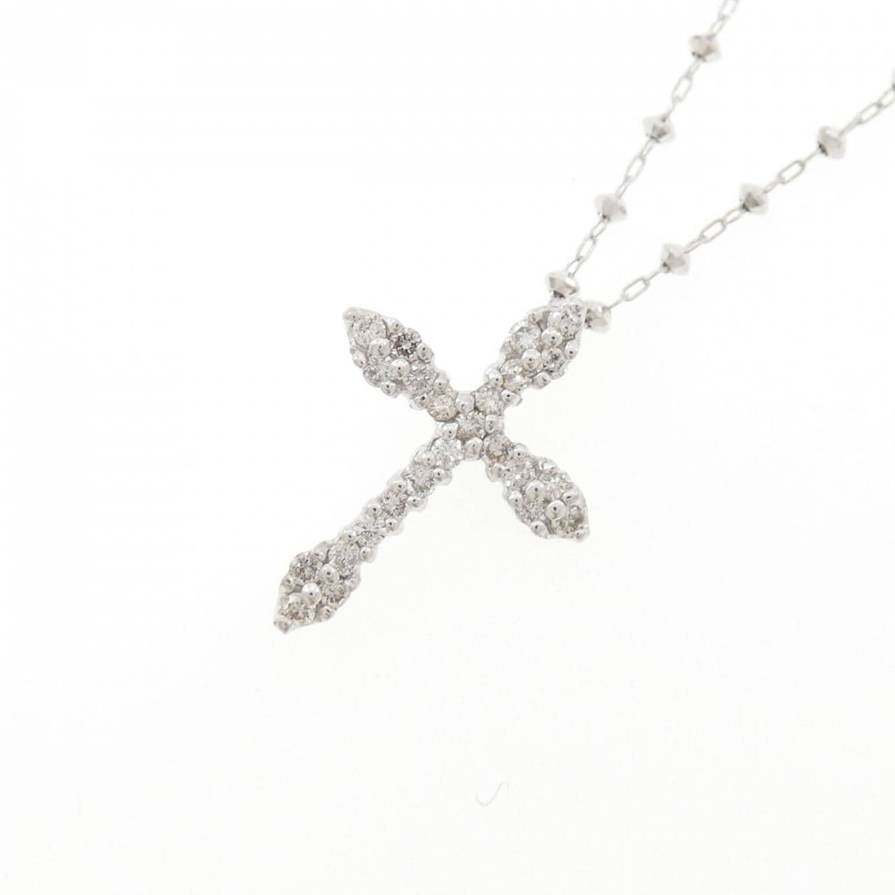 K18WG クロス ダイヤモンド ネックレス 0.30CT