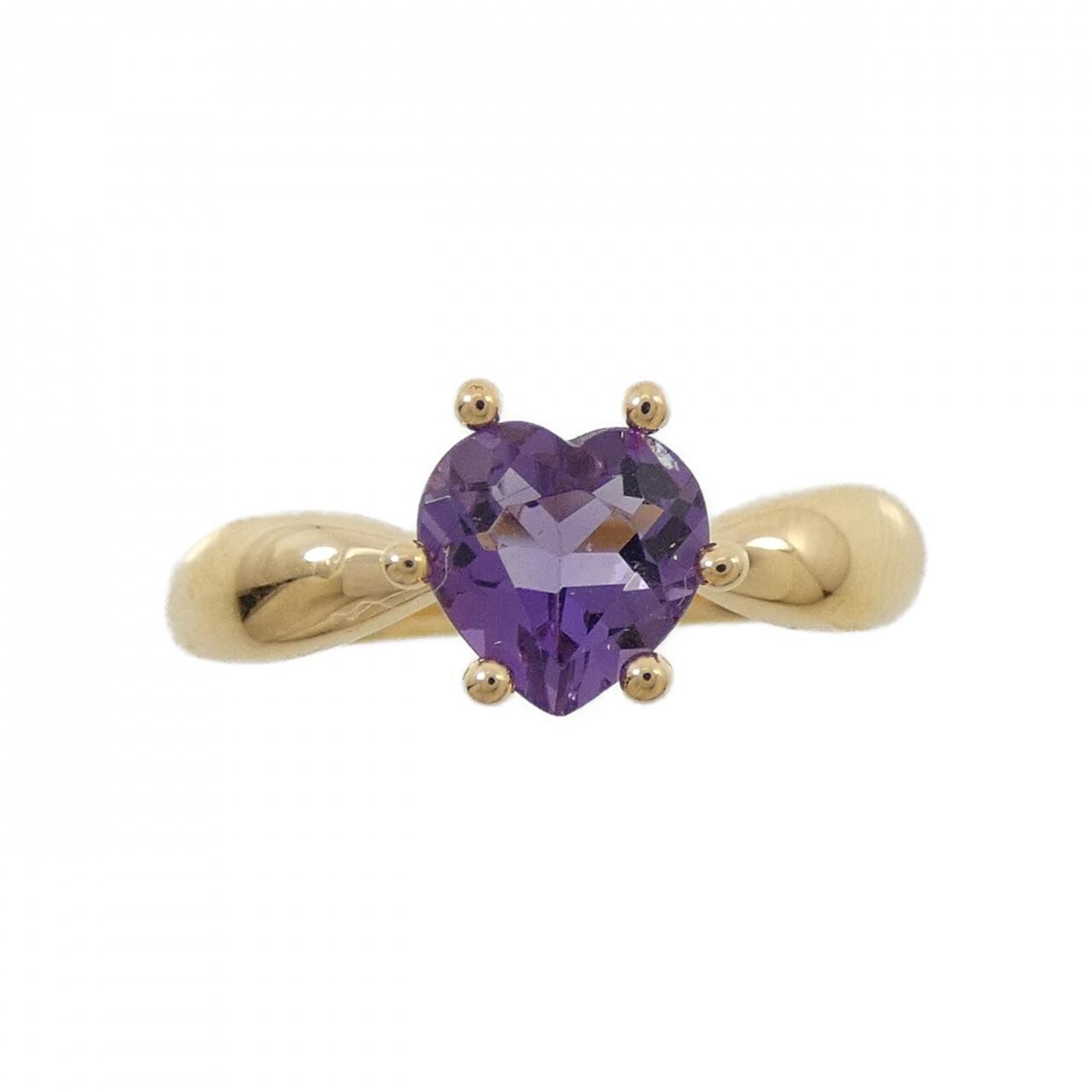 K18YG heart amethyst ring