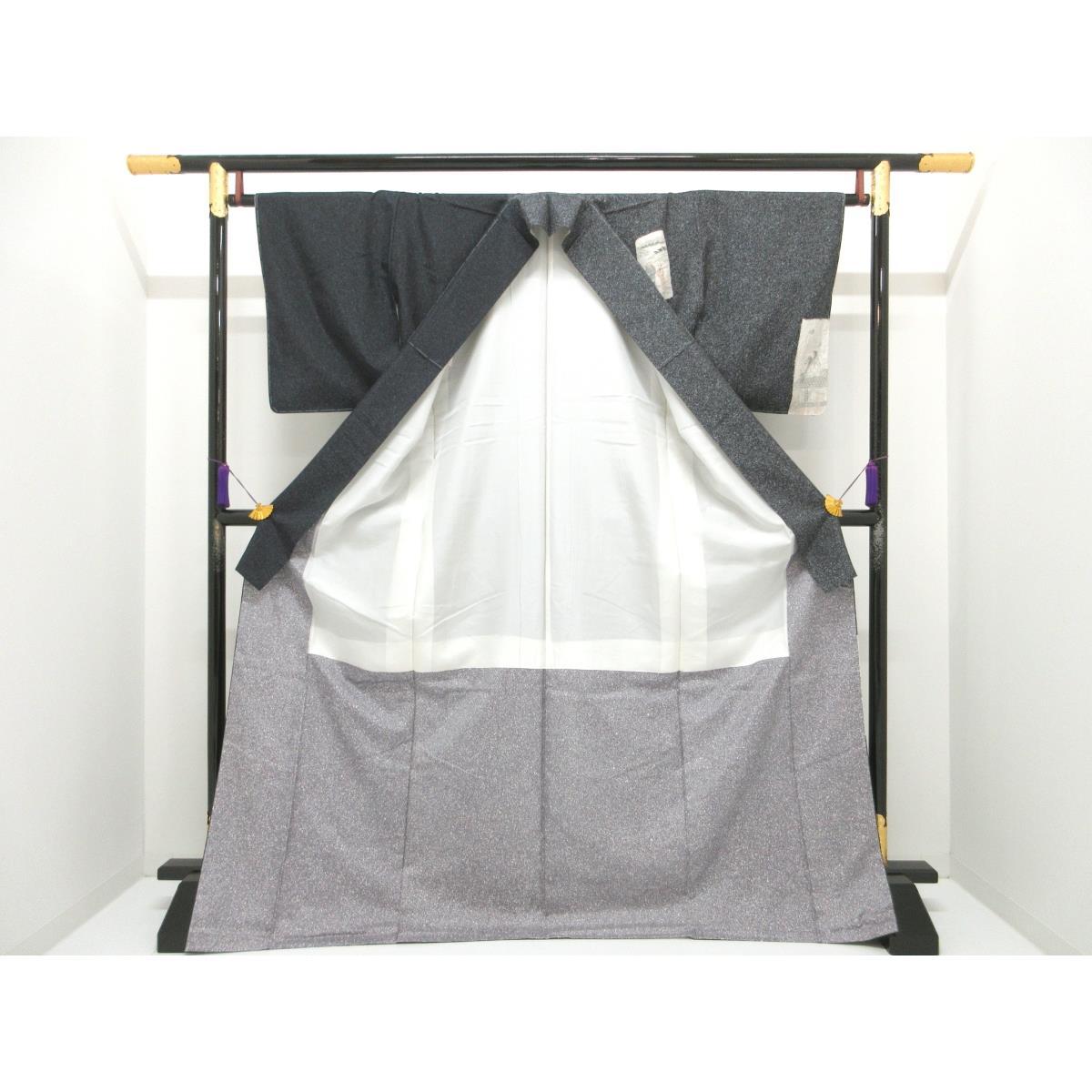 【未使用品】訪問着　縞大島紬　友禅加工絞り入　身幅Ｌ寸