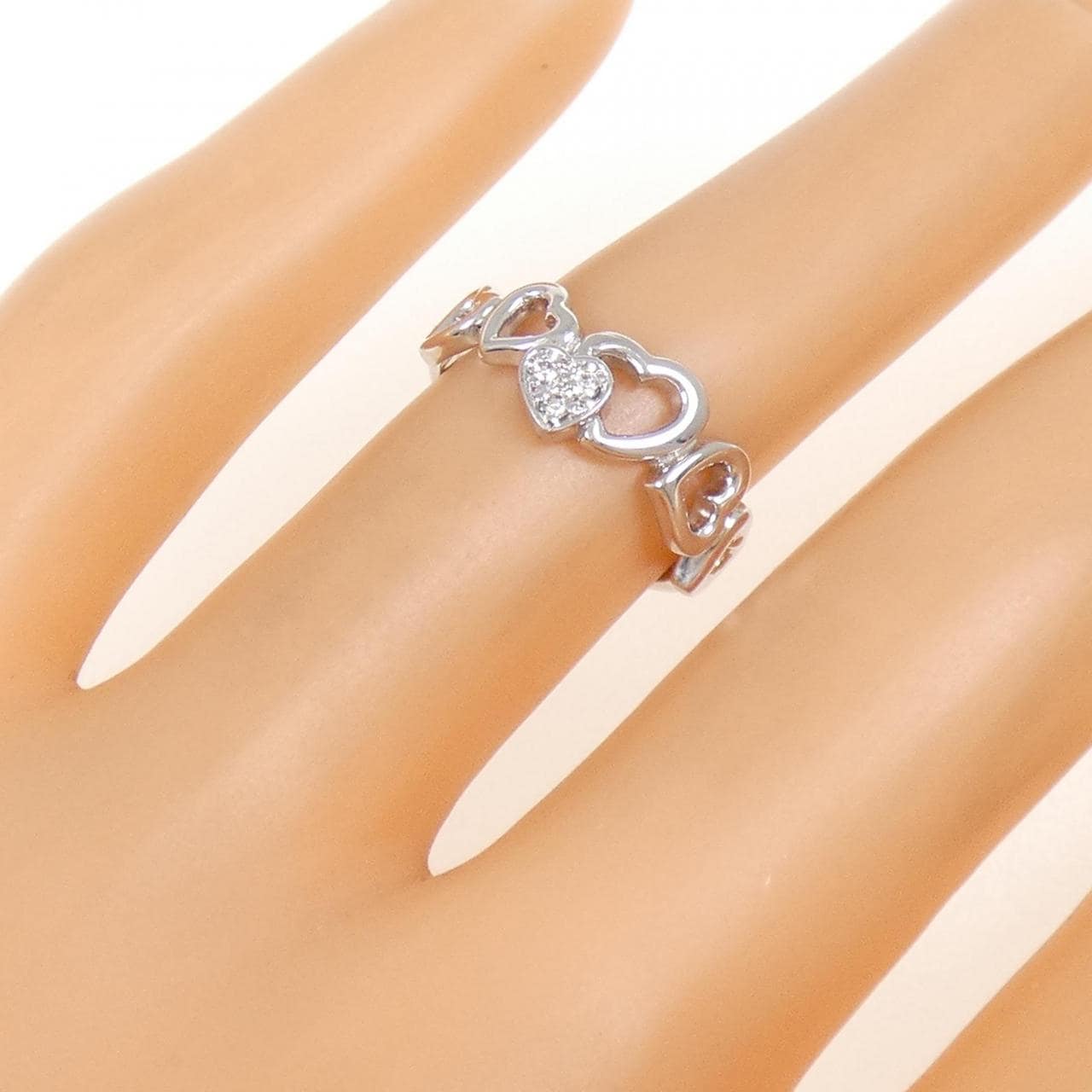 K18WG ハート ダイヤモンド リング 0.03CT