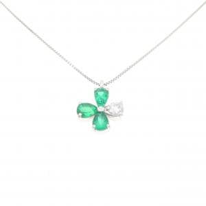 PT900/PT850 フラワー エメラルド ネックレス 0.52CT