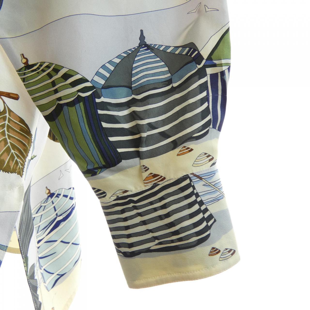【ヴィンテージ】エルメス HERMES CHARMES DES PLAGES NORMANDES ツイルレーヌ. シャツ