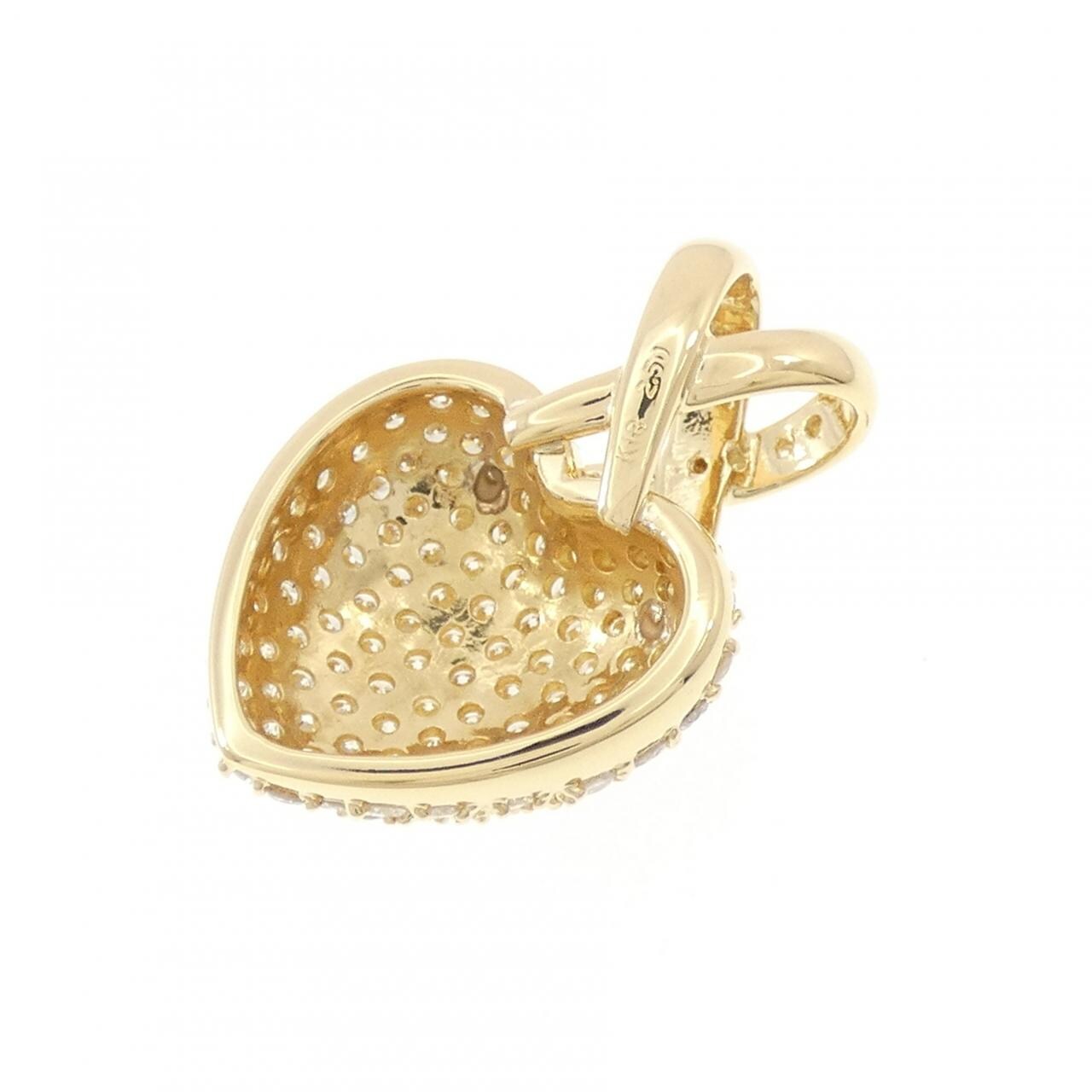 K18YG ハート パヴェ ダイヤモンド ペンダント 2.50CT