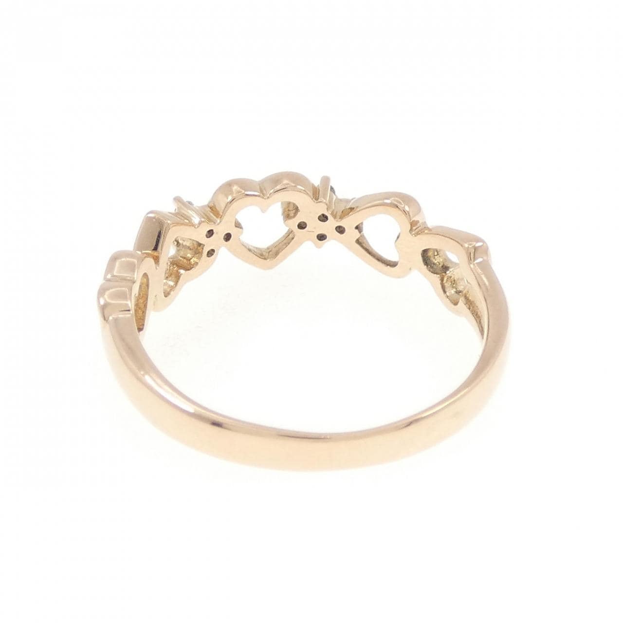 K18PG ハート×フラワー ダイヤモンド リング 0.05CT