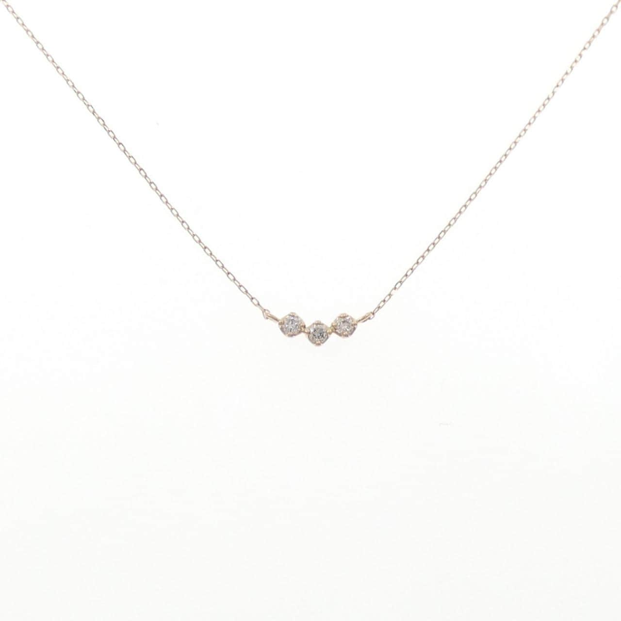 K18PG スリーストーン ダイヤモンド ネックレス