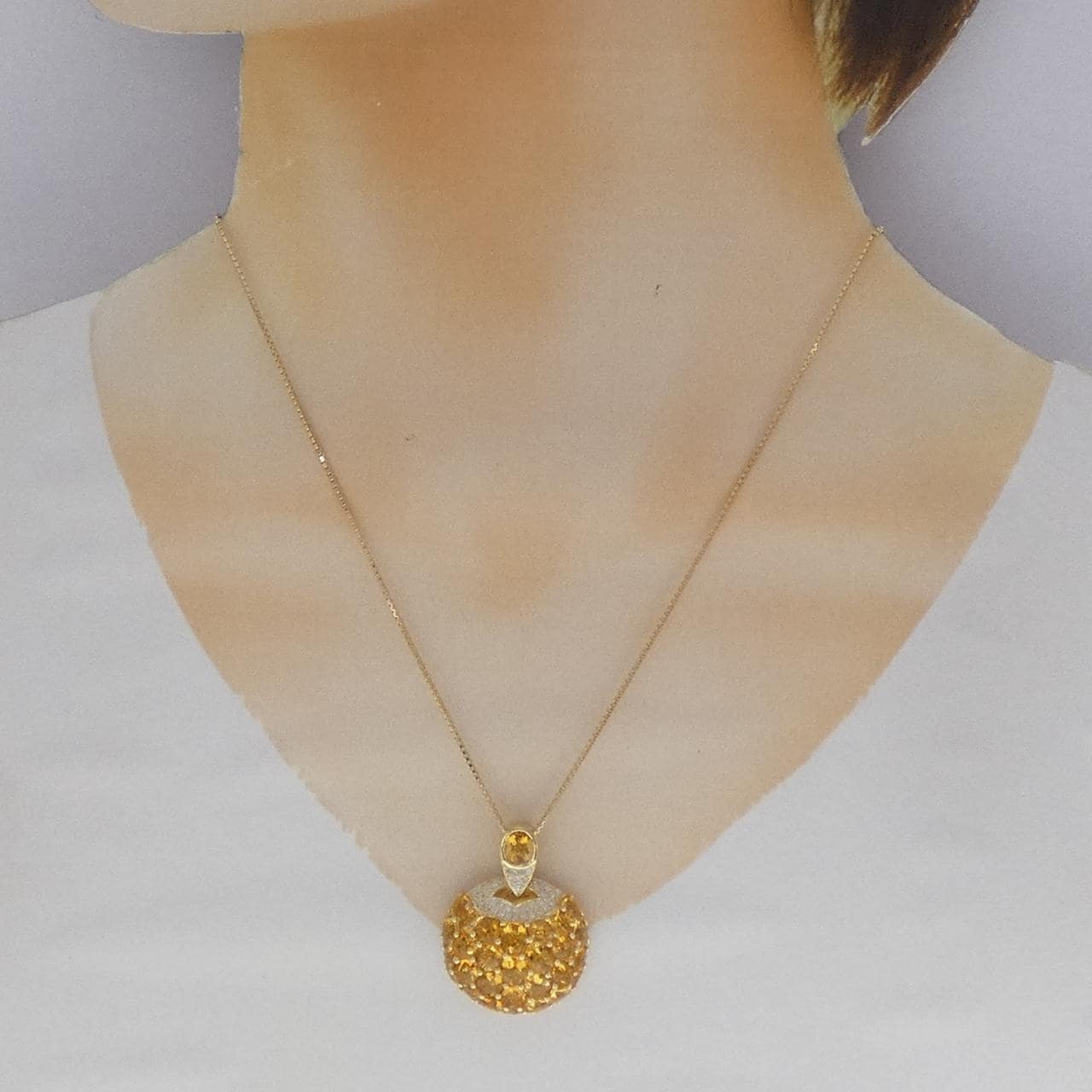 K18YG シトリン ネックレス 14.60CT