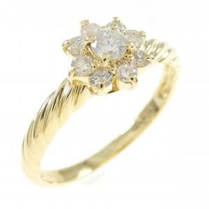 K18YG フラワー ダイヤモンド リング 0.32CT