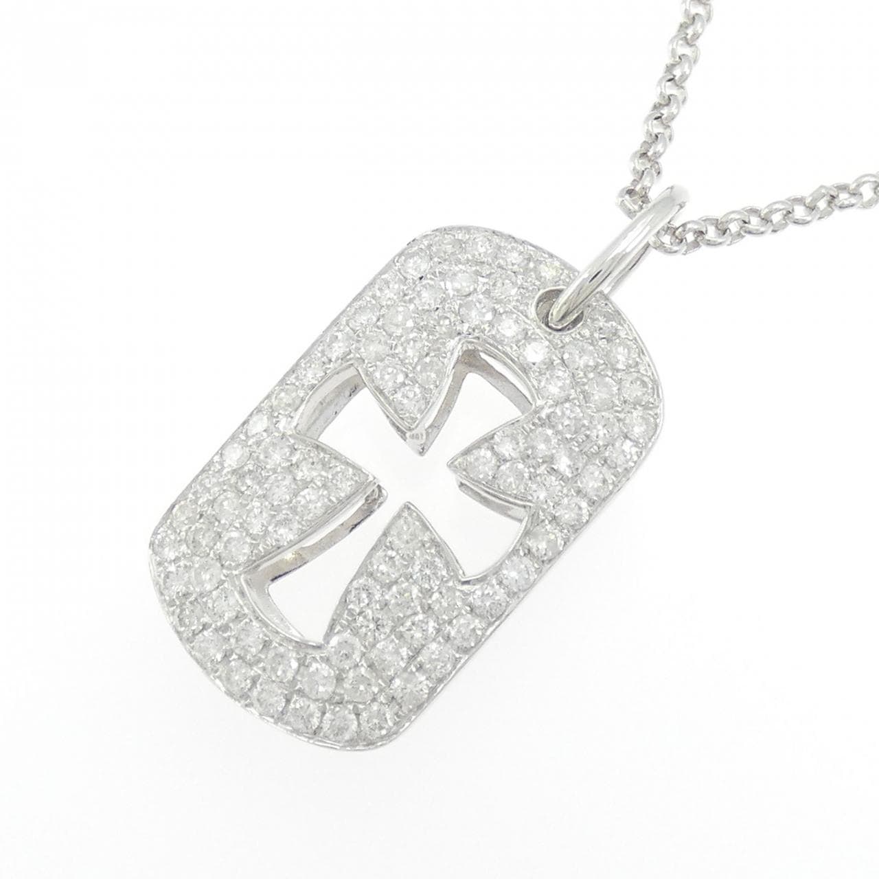 K18WG クロス ダイヤモンド ネックレス 1.12CT