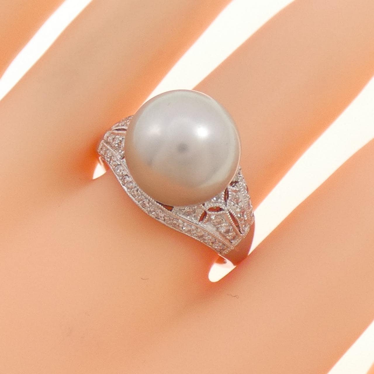 PT900 黒蝶パール リング 12.3mm