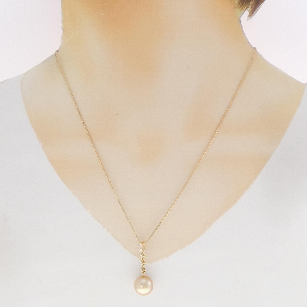 K18YG 白蝶パール ネックレス 11.5mm