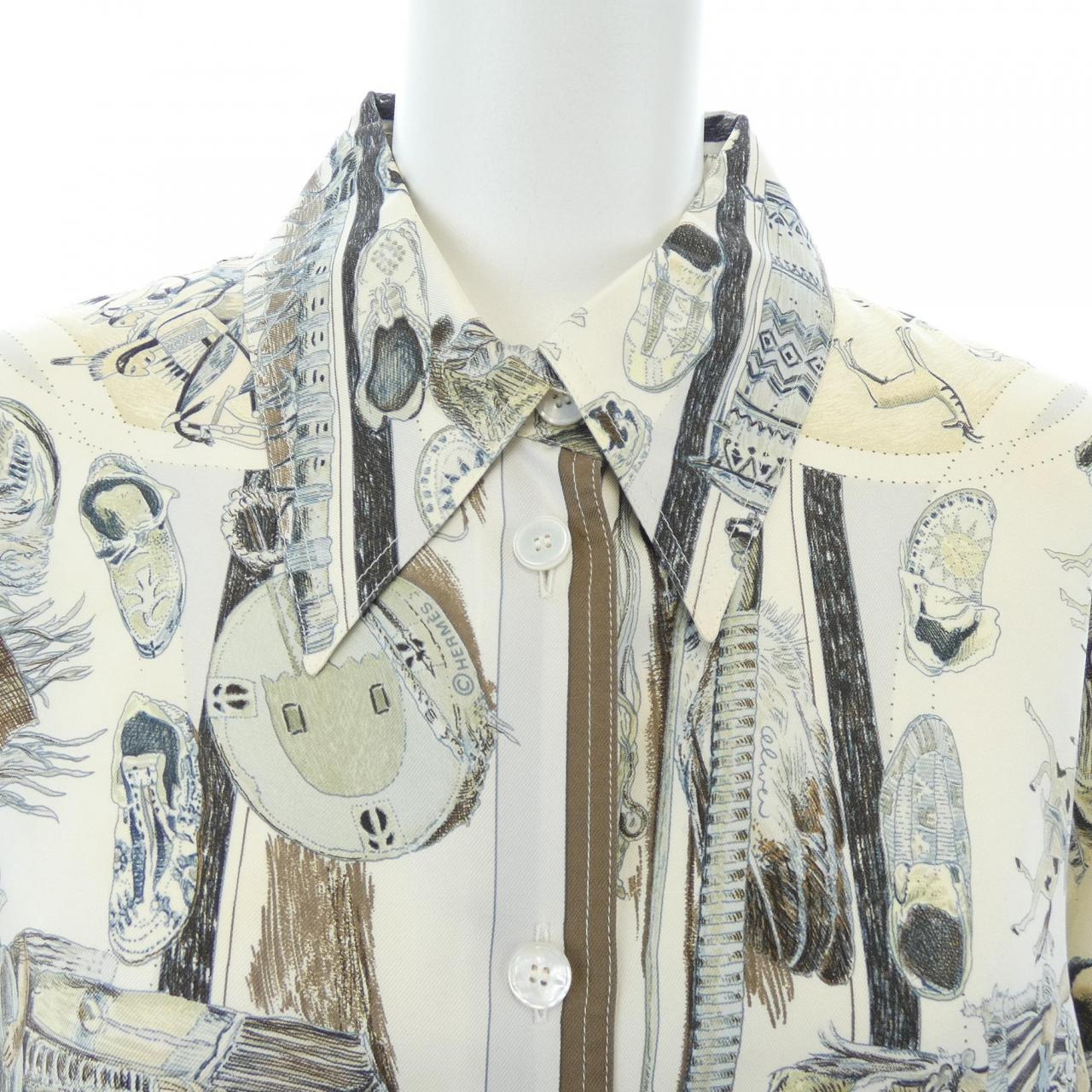 【ヴィンテージ】エルメス HERMES LES DANSES DES INDIENS ツイルレーヌ. シャツ