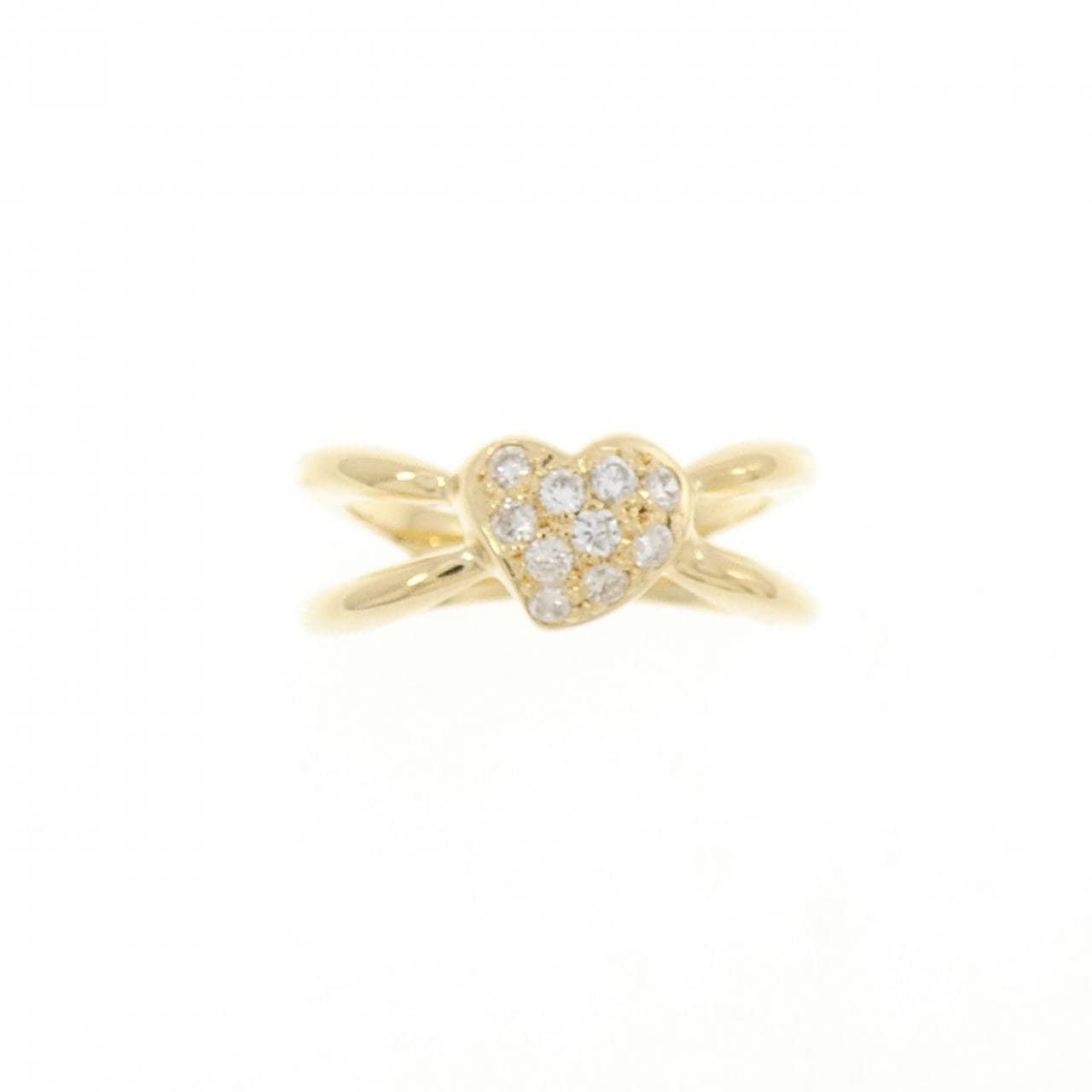 K18YG ハート ダイヤモンド ピンキー リング 0.10CT