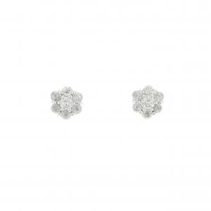K18WG フラワー ダイヤモンド ピアス 0.40CT
