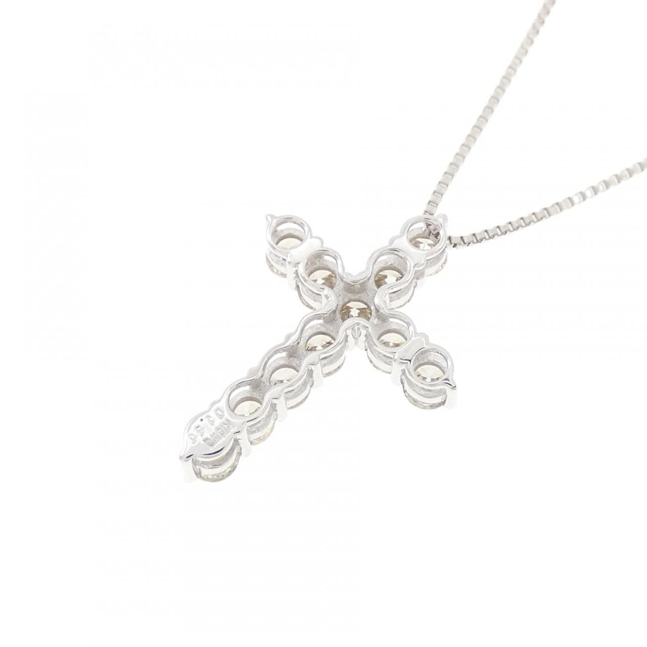K18WG クロス ダイヤモンド ネックレス 0.50CT