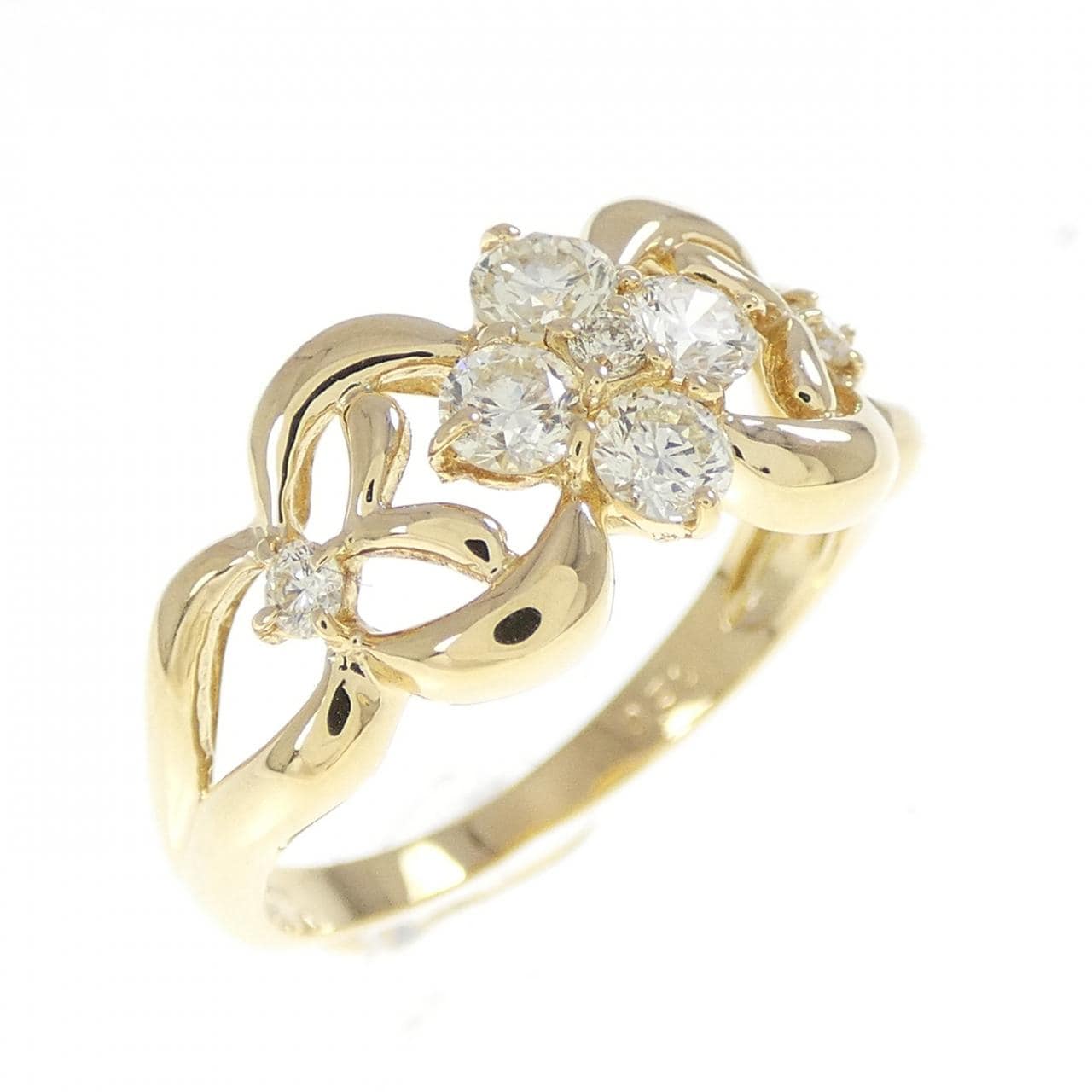 K18YG フラワー ダイヤモンド リング 0.50CT