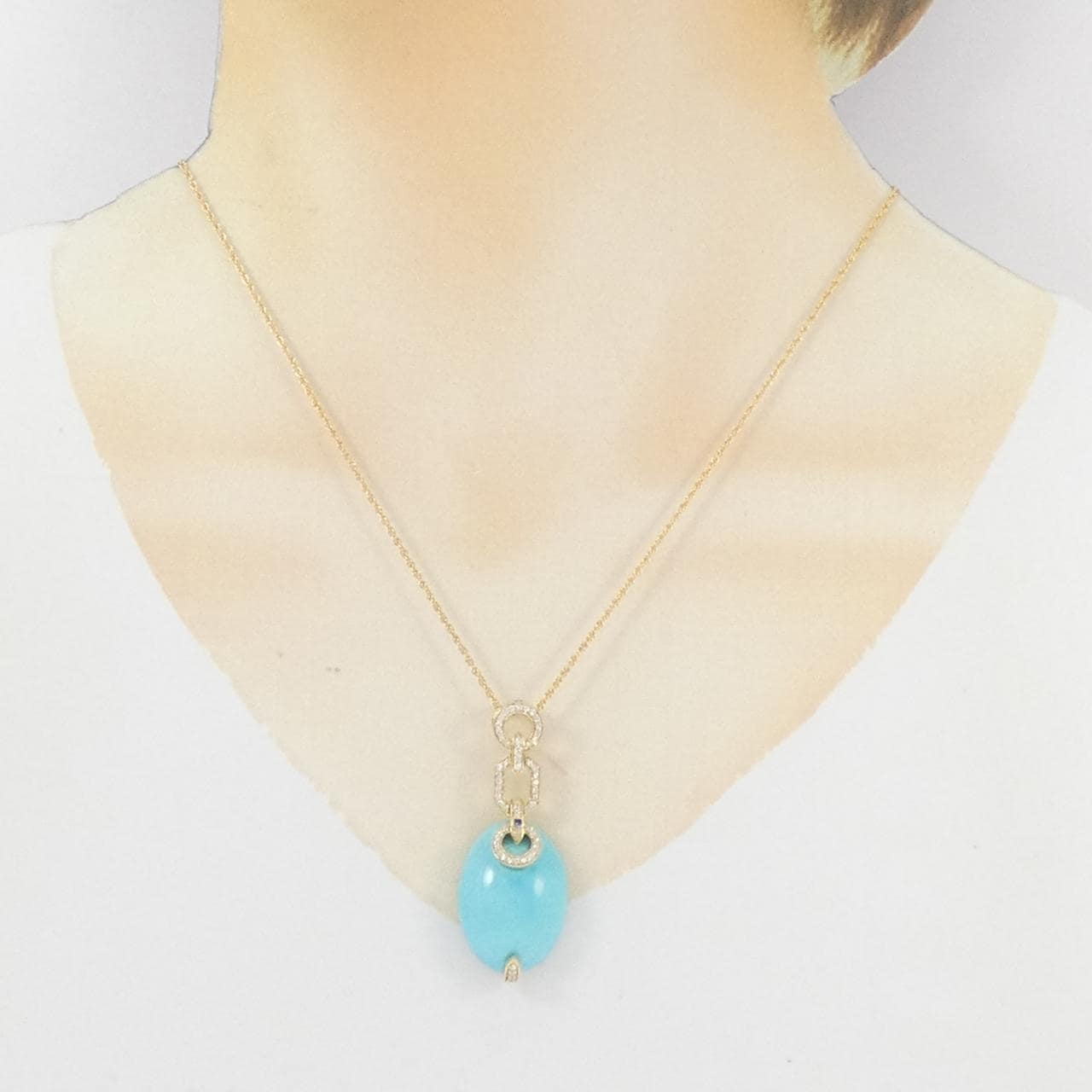 K18YG ターコイズ ネックレス 20.60CT