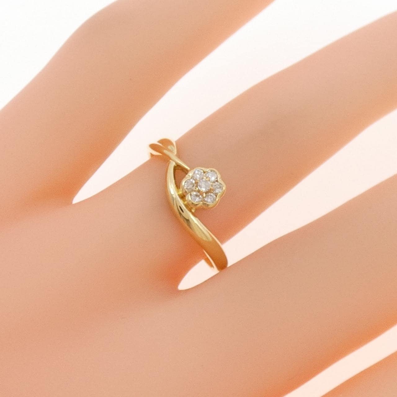 K18YG フラワー ダイヤモンド リング 0.1CT