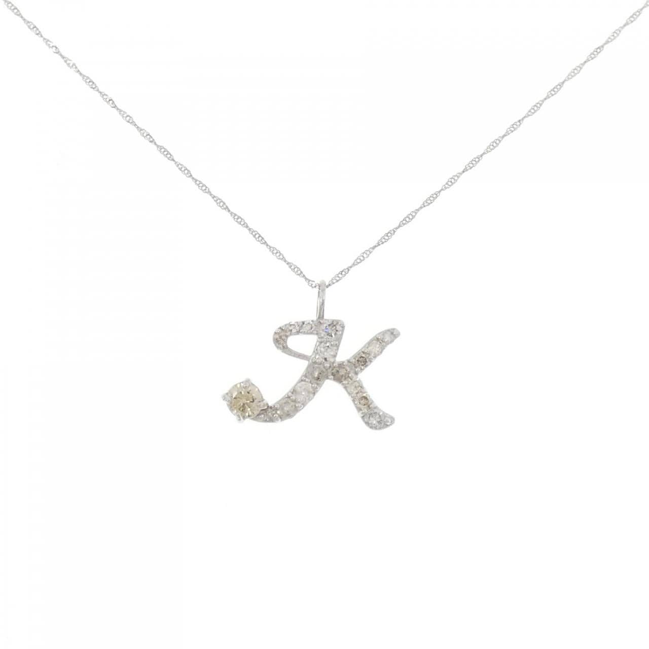 PT900/PT850 イニシャルK ダイヤモンド ネックレス 0.50CT