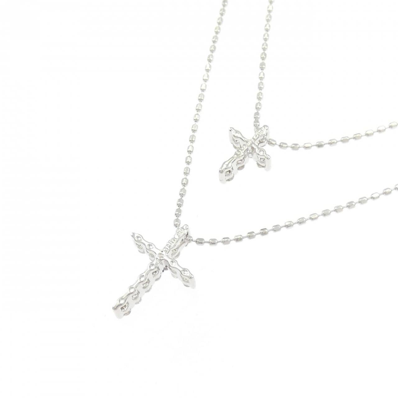 K18WG クロス ダイヤモンド ネックレス 0.07CT