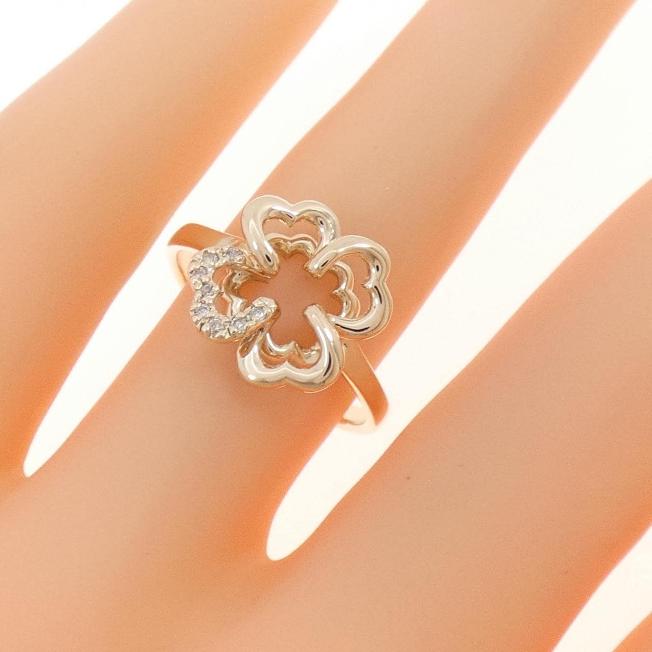 K10YG クローバー ダイヤモンド リング 0.04CT