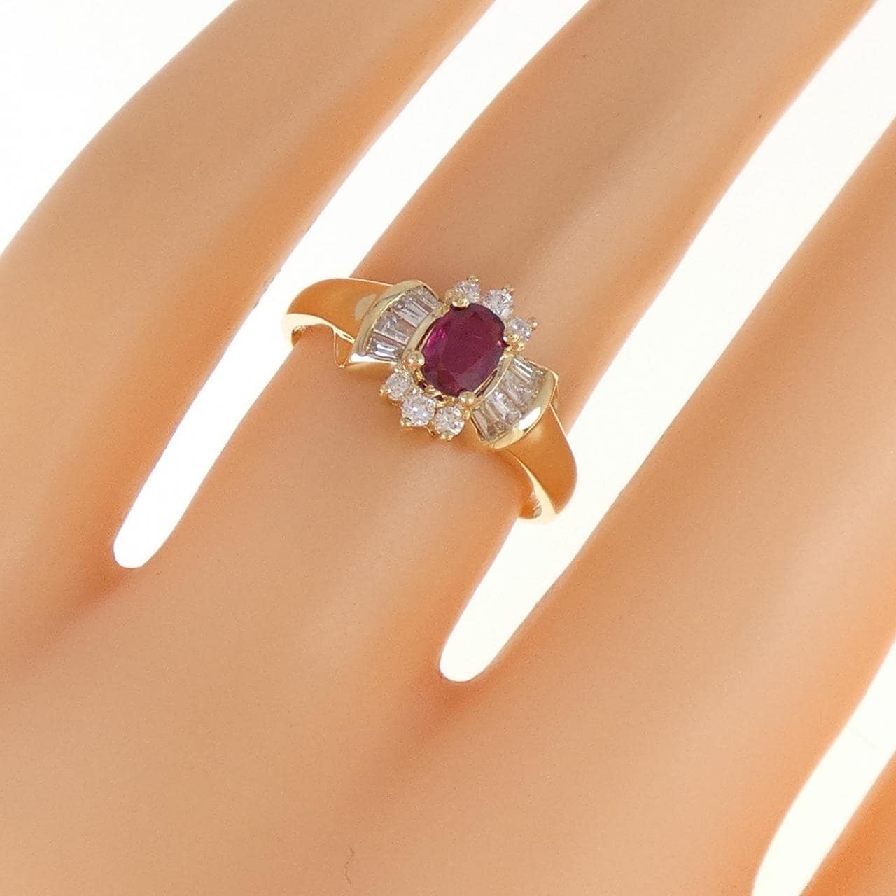 K18YG ルビー リング 0.41CT