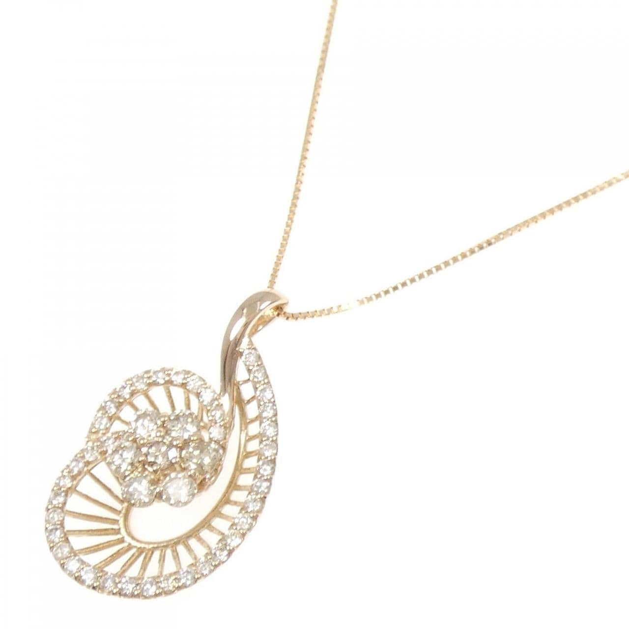 K18PG フラワー ダイヤモンド ネックレス 1.00CT