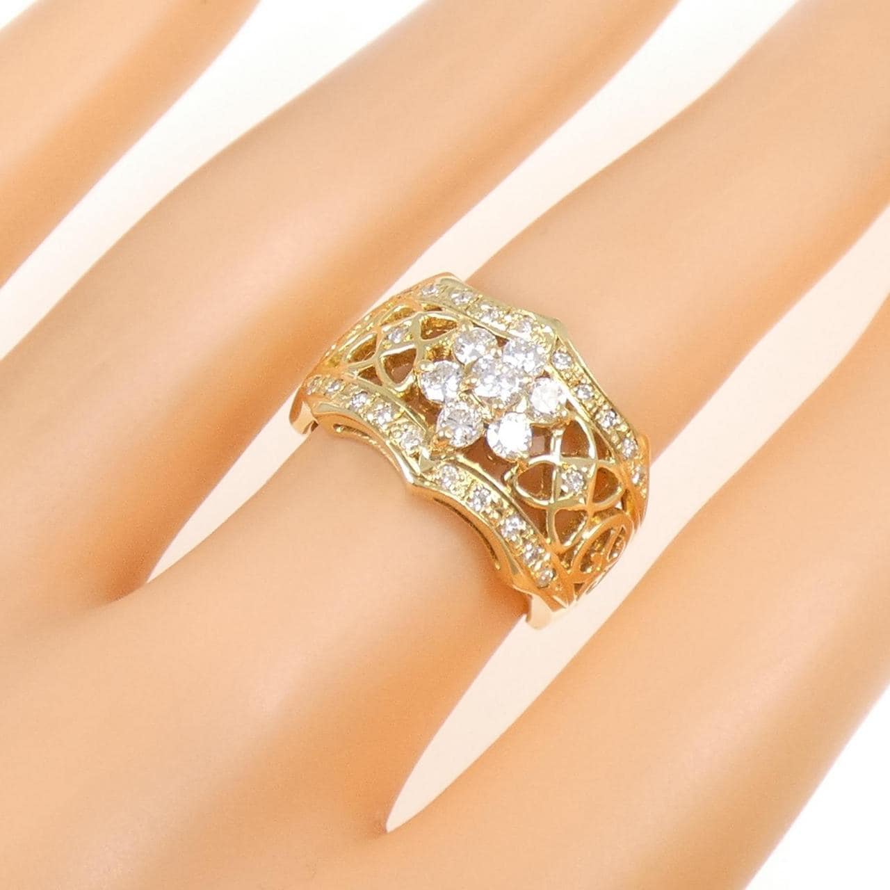 K18YG フラワー ダイヤモンド リング 0.62CT