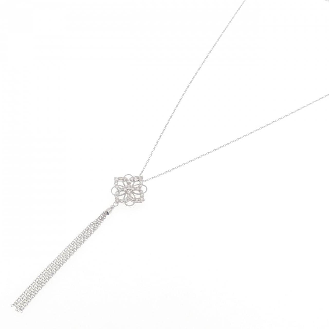 K18WG フラワー ダイヤモンド ネックレス 0.50CT