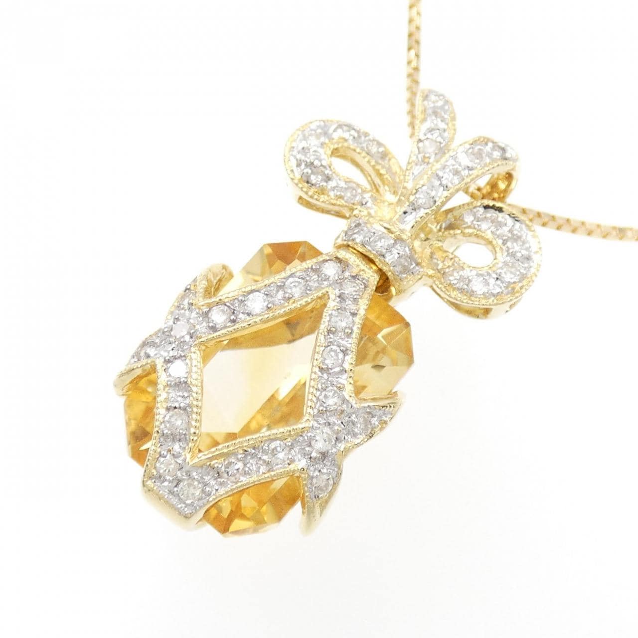 K18YG/K18WG Citrine Necklace 4.85CT