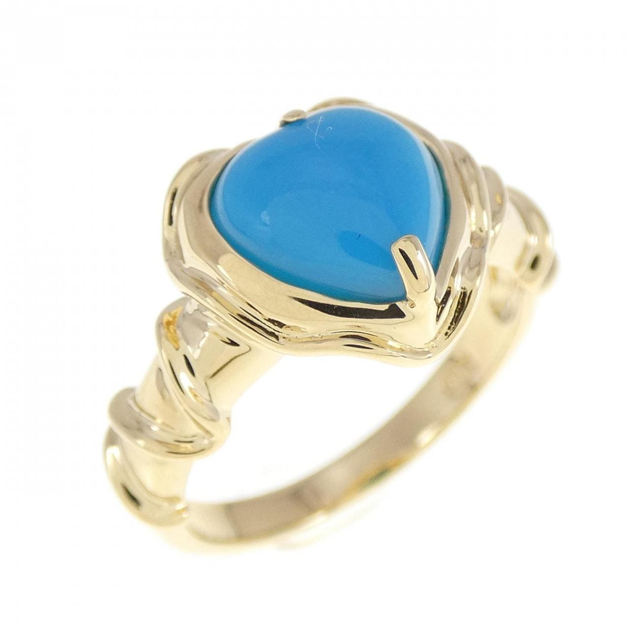 K18YG heart turquoise ring