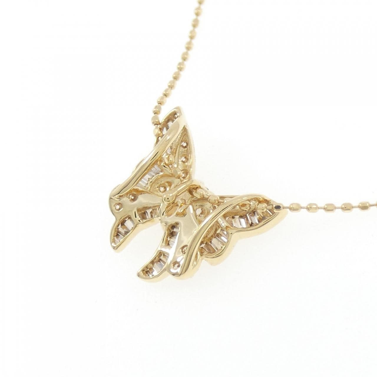 K18YG バタフライ ダイヤモンド ネックレス 0.35CT