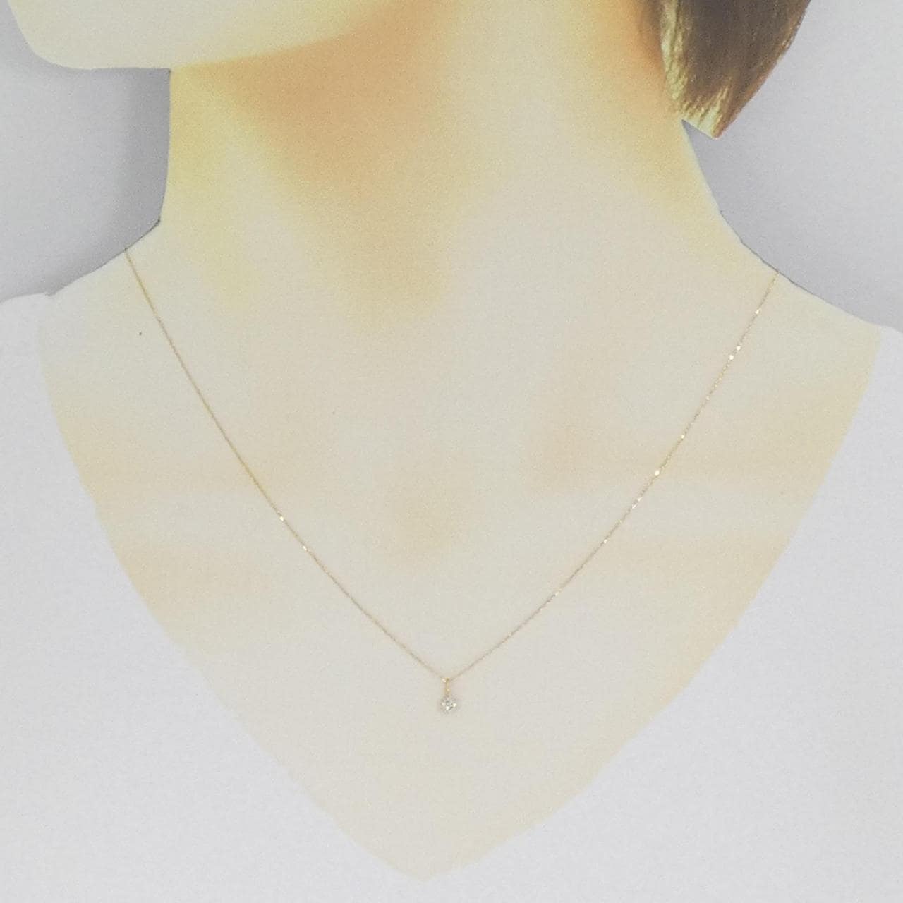 【新品】K18YG ソリティア ダイヤモンド ネックレス 0.12CT