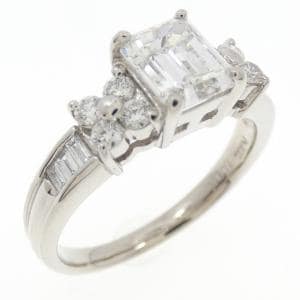 【リメイク】PT900 ダイヤモンド リング 1.091CT E VS1 エメラルドカット
