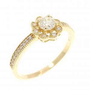 【新品】K18YG フラワー ダイヤモンド リング 0.23CT