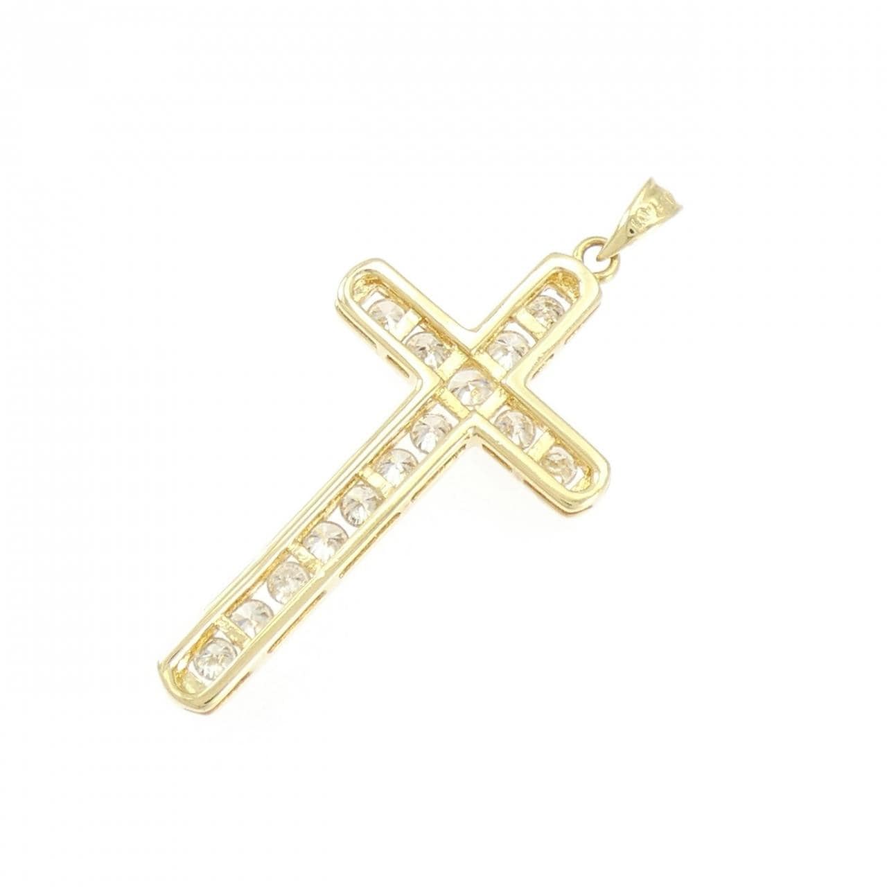 K18YG クロス ダイヤモンド ペンダント 1.07CT