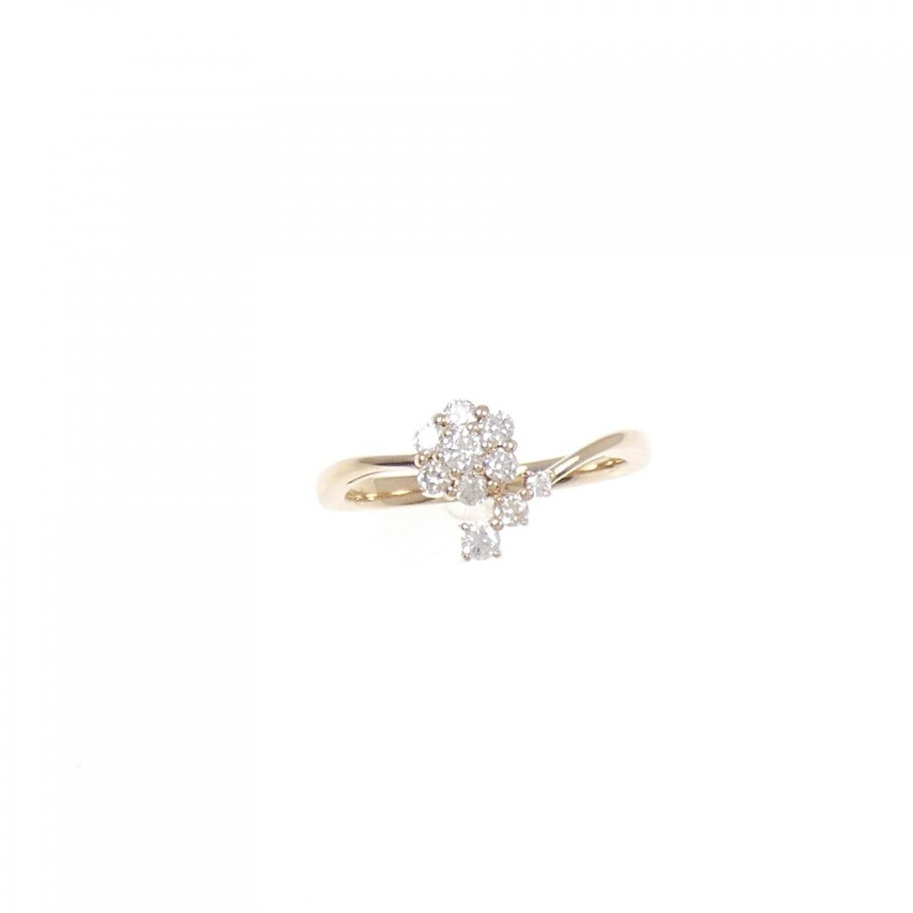 【新品】K18PG フラワー ダイヤモンド リング 0.25CT