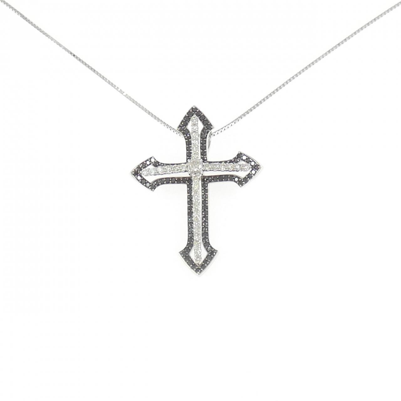 K18WG/K18BG Cross Diamond Necklace 0.60CT