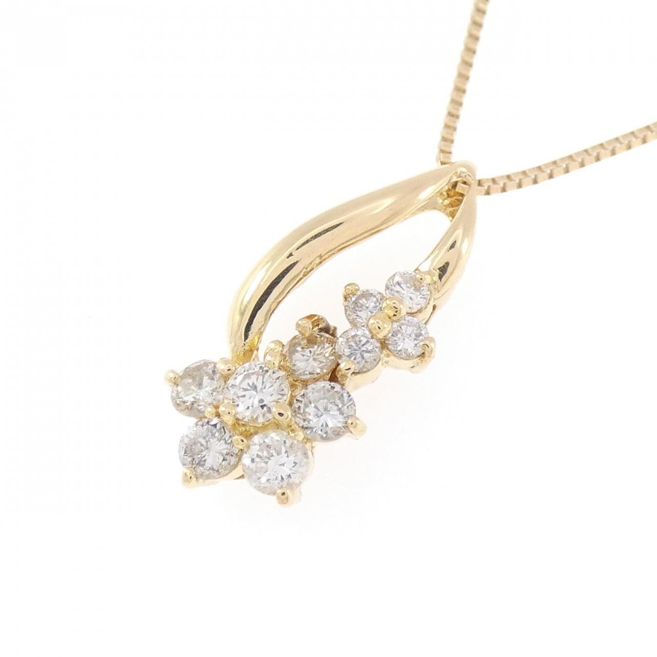 K18YG フラワー ダイヤモンド ネックレス 0.50CT