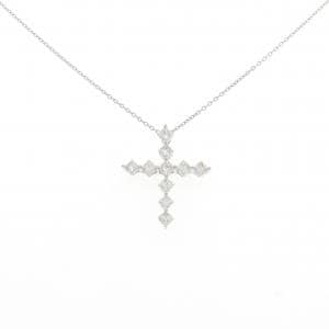 K18WG クロス ダイヤモンド ネックレス 0.57CT
