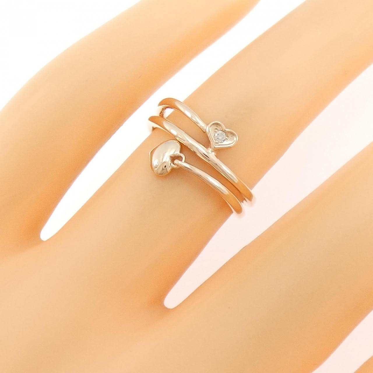 K10PG ハート ダイヤモンド リング 0.01CT