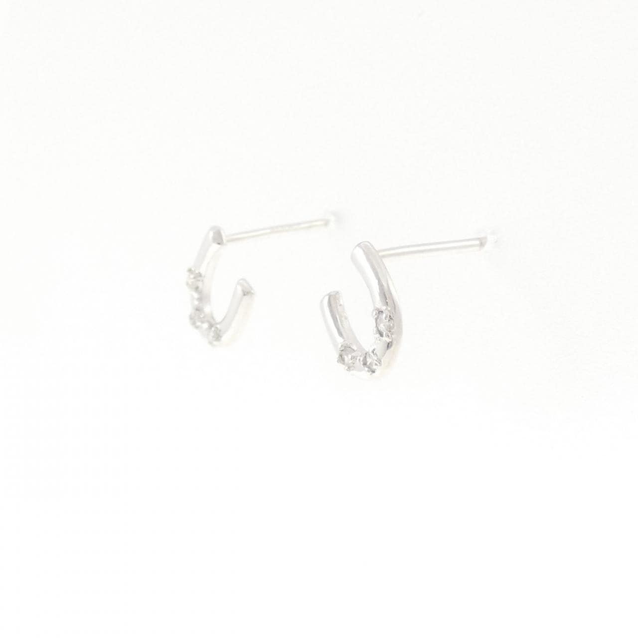 K14WG ホースシュー ダイヤモンド ピアス 0.03CT