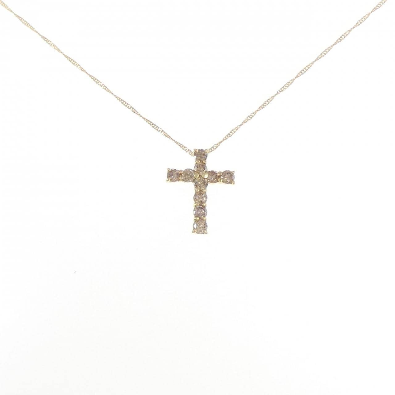 K18YG クロス ダイヤモンド ネックレス 0.5CT