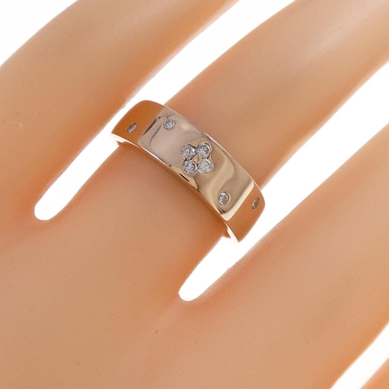 K18PG フラワー ダイヤモンド リング 0.10CT