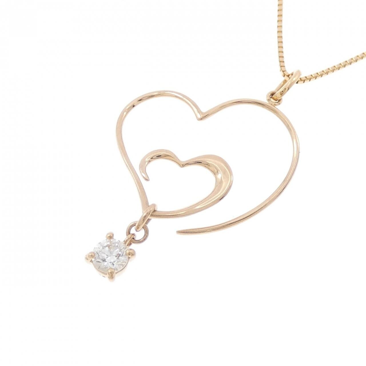 K18PG ハート ダイヤモンド ネックレス 0.18CT