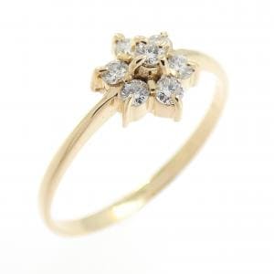 K18YG フラワー ダイヤモンド リング 0.16CT