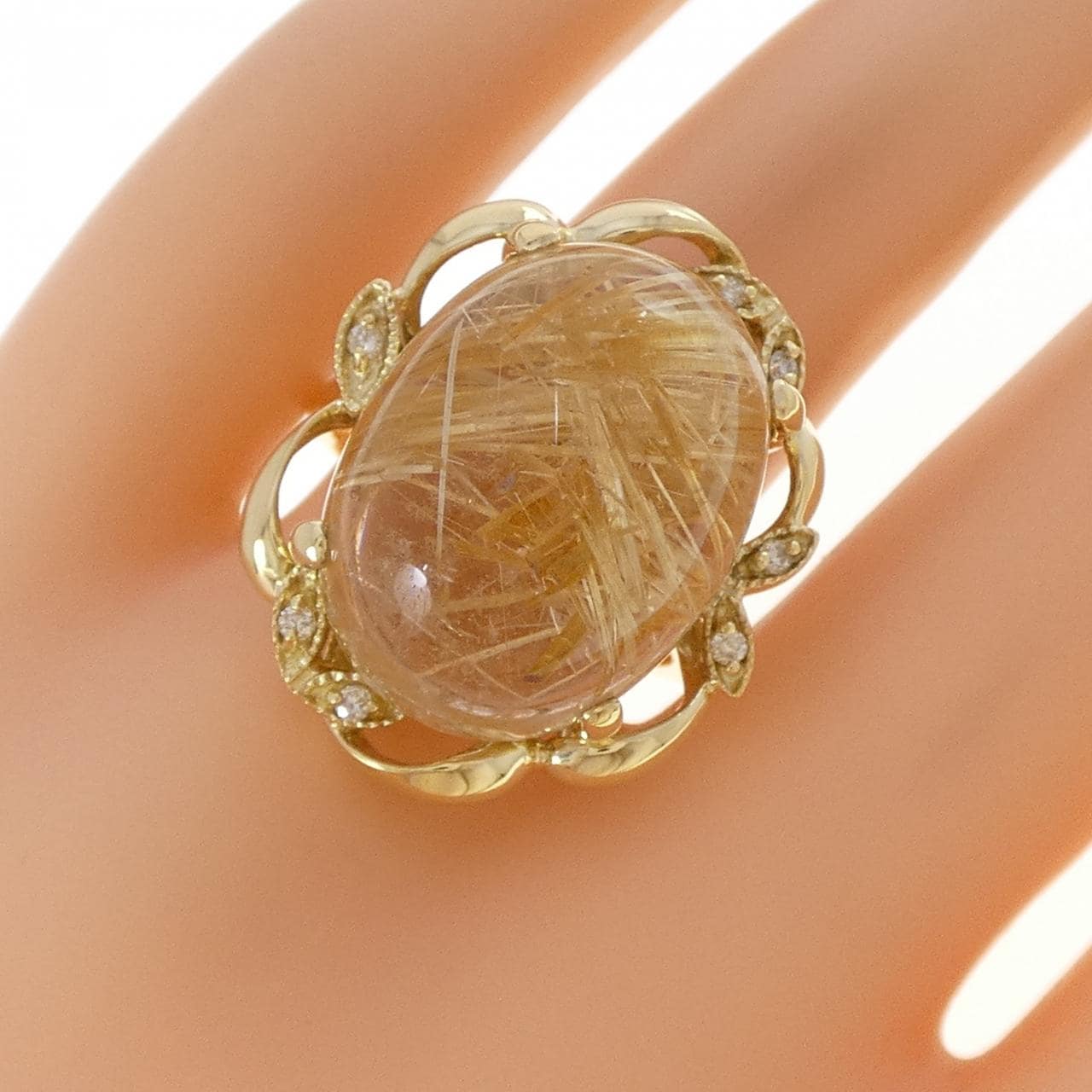K18YG ルチルクオーツ リング 25.5CT