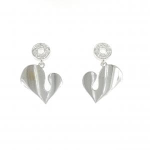 K18WG ハート ダイヤモンド ピアス 0.10CT